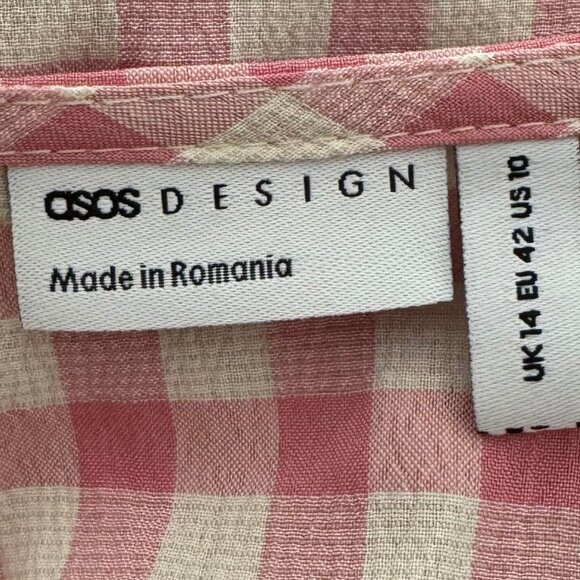 ASOS V neck White & Pink checkered blouse 10 - Picture 4 of 4